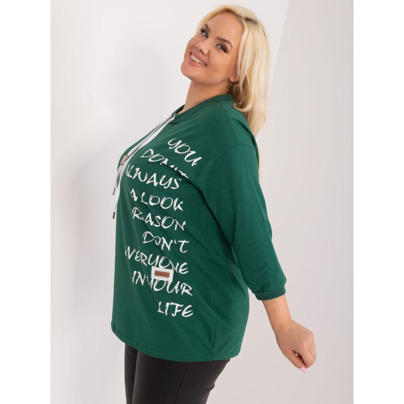Női nyomtatott blúz plus size WERA sötétzöld