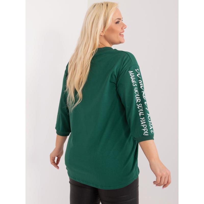 Női nyomtatott blúz plus size WERA sötétzöld