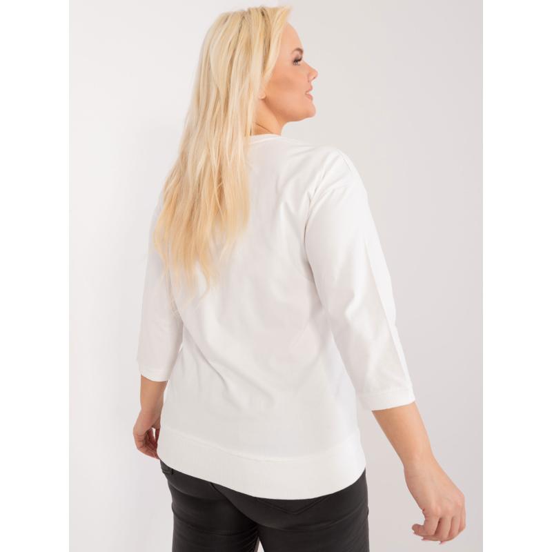 Női blúz plus size díszítő felirattal WEETA ekrü színű