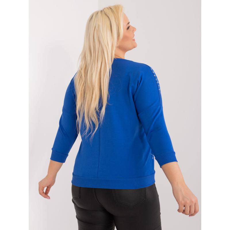 Dámská halenka z bavlny plus size WOTA kobaltově modrá