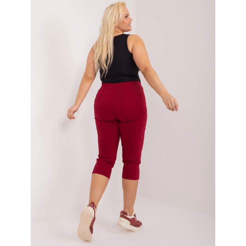 Dámské kalhoty plus size z látky RYBA bordó 