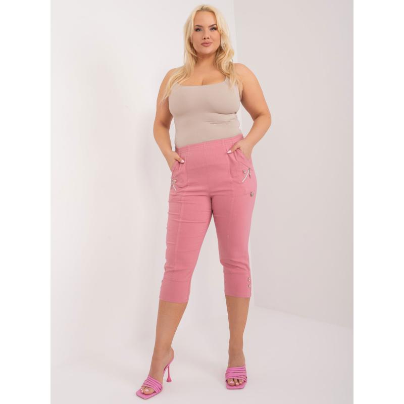 Dámské kalhoty plus size s 3/4 nohavicemi SINA růžové 