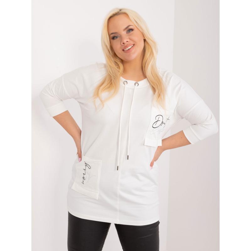 Női blúz strasszos applikációval plus size NOTA ekrü színű