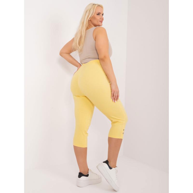 Dámské kalhoty plus size 3/4 z látky KOTTA světle žluté  