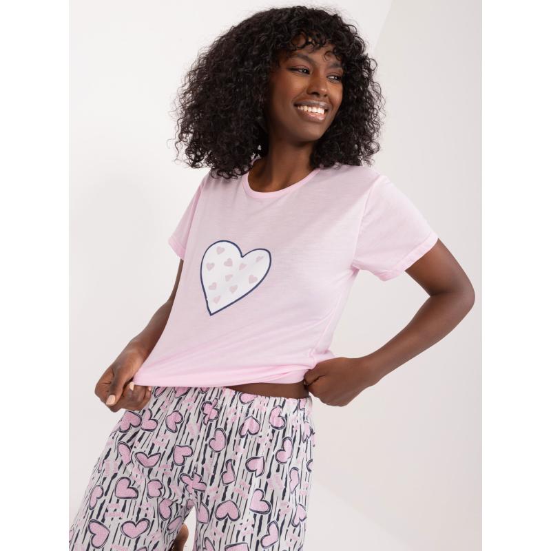 Női nyomtatott pizsama KITRA világos rózsaszín