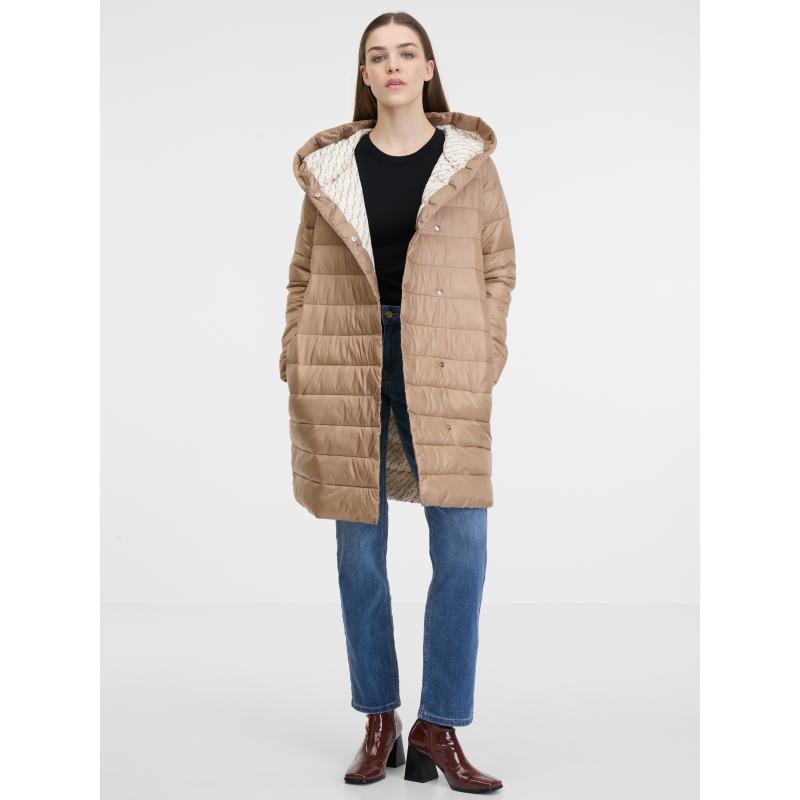 Barna női steppelt kabát