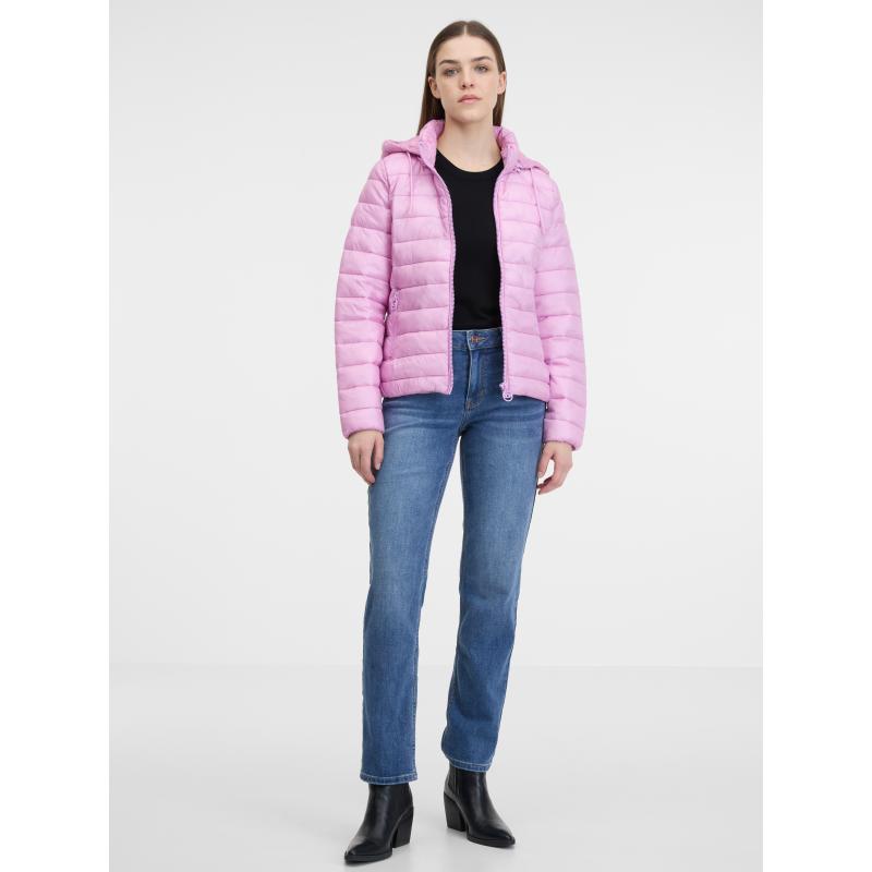Růžová dámská prošívaná bunda