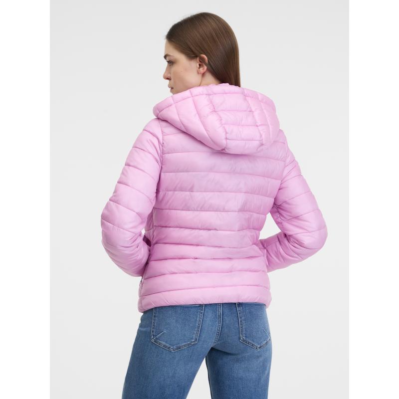 Růžová dámská prošívaná bunda
