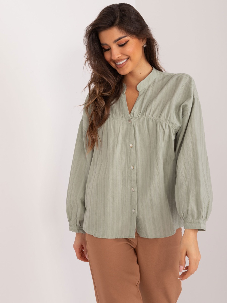 Dámská košile na knoflíky bavlněná oversize BERA khaki  