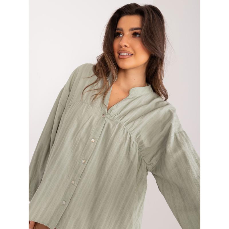 Dámská košile na knoflíky bavlněná oversize BERA khaki  