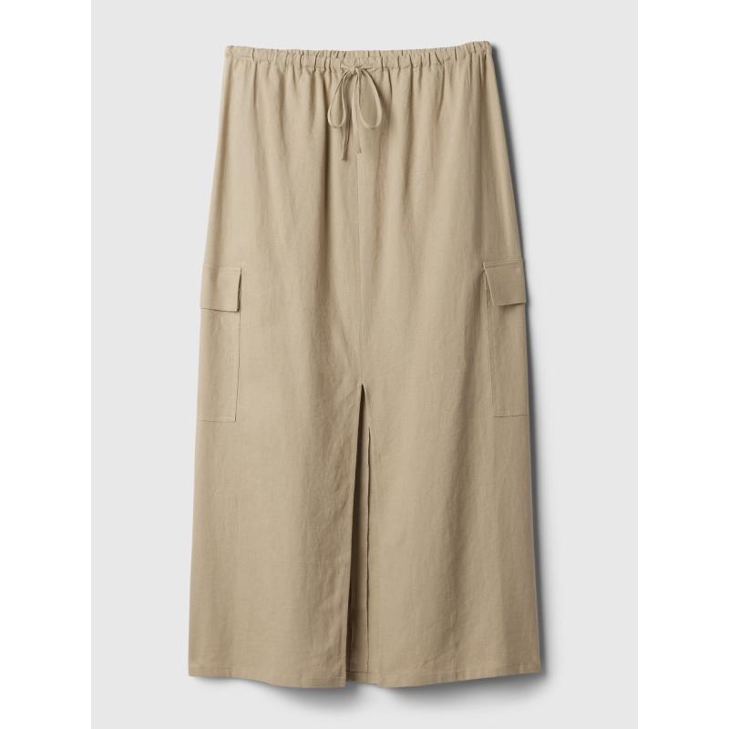 Vászon midi szoknya