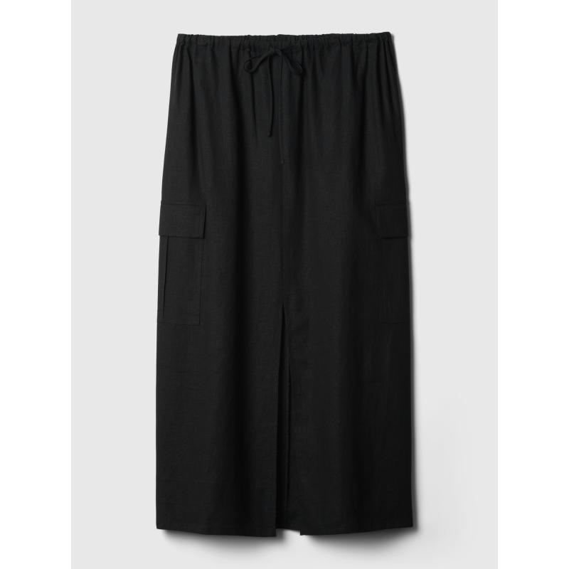 Vászon midi szoknya