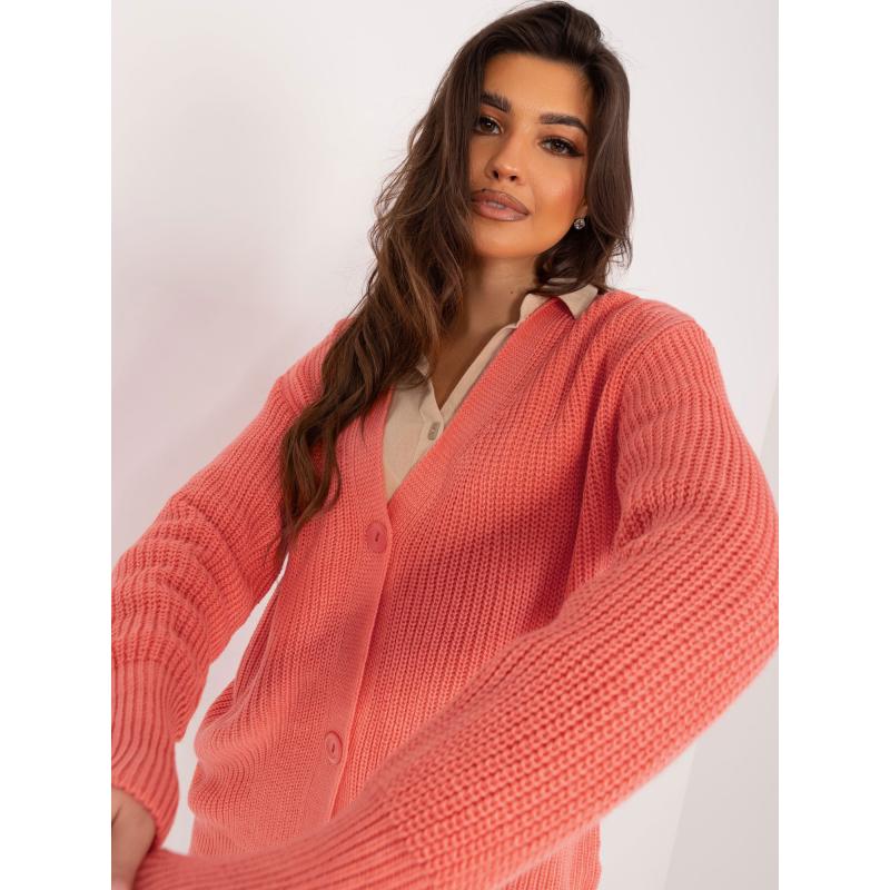 Dámský pulover volného střihu RUE PARIS korálový