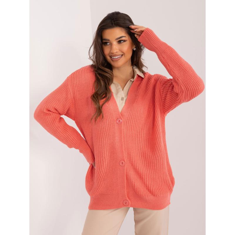 Dámský pulover volného střihu RUE PARIS korálový