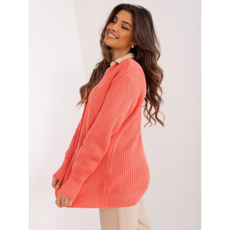 Dámský pulover volného střihu RUE PARIS korálový