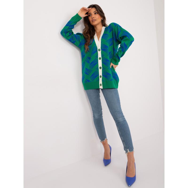Női NOVA nyomtatott pulóver zöld és kobaltkék színben