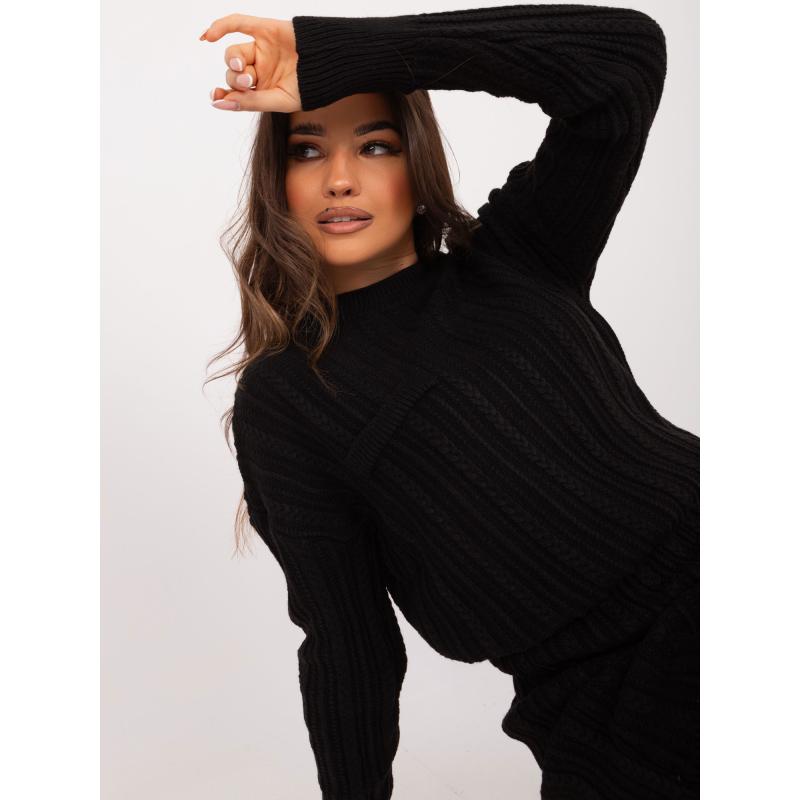 Dámský komplet dvoudílný pletený kostkovaný SITA černý  