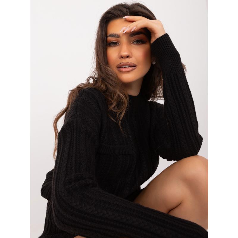 Dámský komplet dvoudílný pletený kostkovaný SITA černý  
