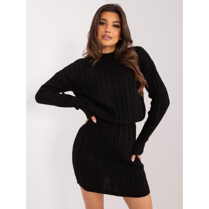 Dámský komplet dvoudílný pletený kostkovaný SITA černý  