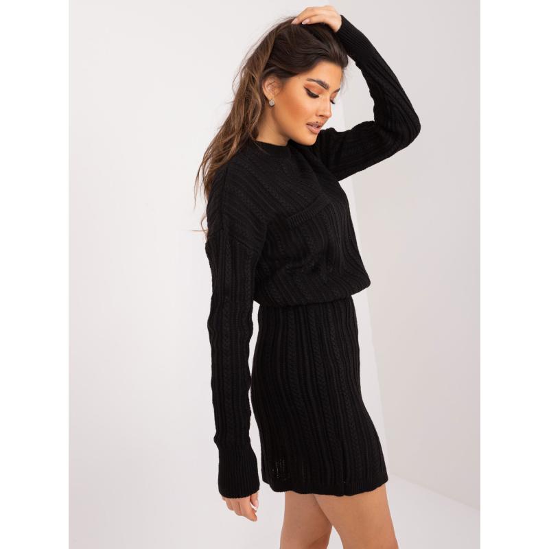 Dámský komplet dvoudílný pletený kostkovaný SITA černý  