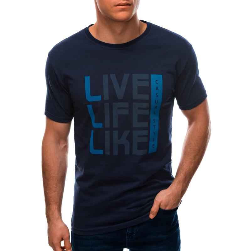 Pánské tričko s potiskem S1569 tmavě modrá