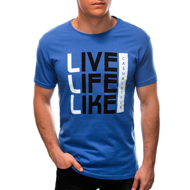 Pánske tričko s potlačou S1569 modré