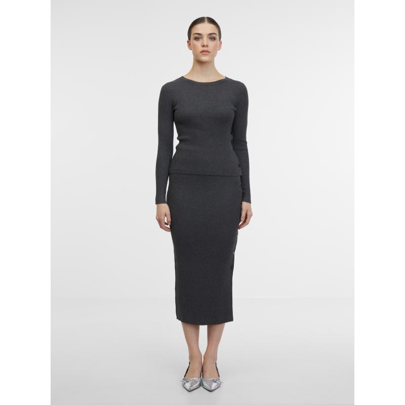 Szürke női pulóveres midi szoknya