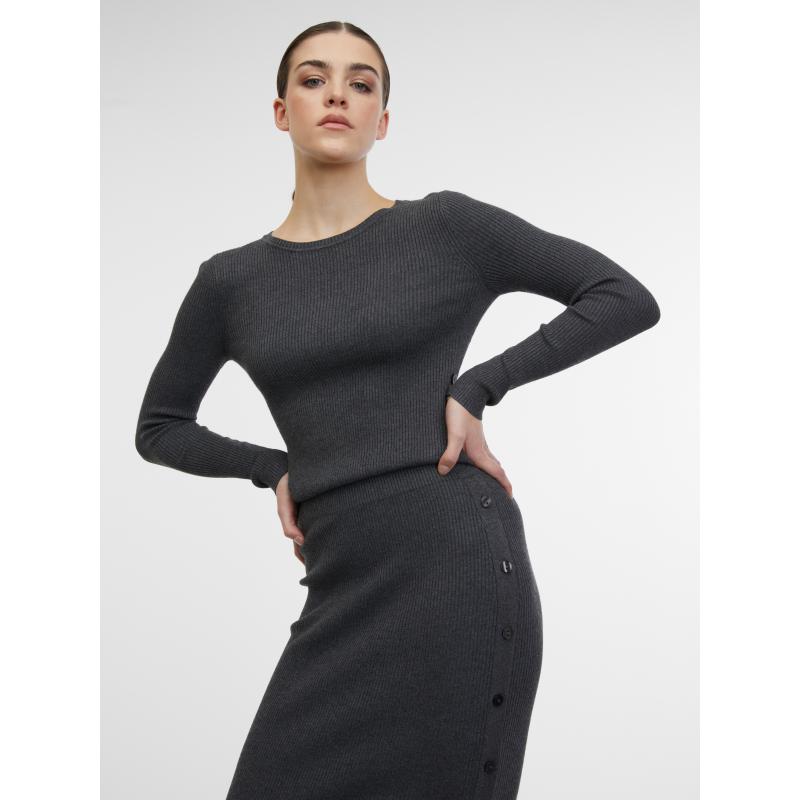 Szürke női pulóveres midi szoknya