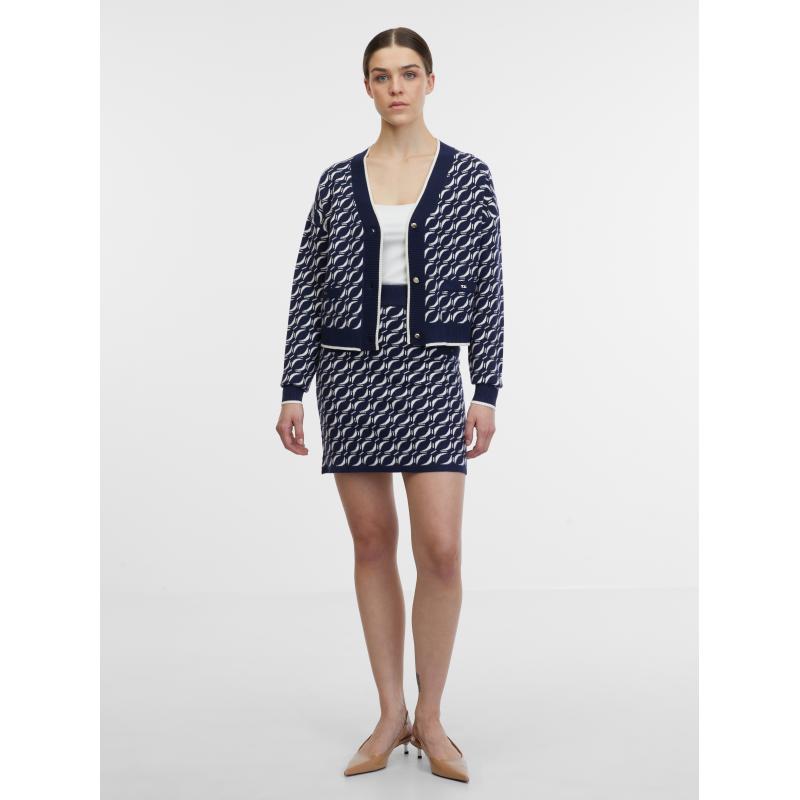 Tmavomodrý dámsky vzorovaný sveter