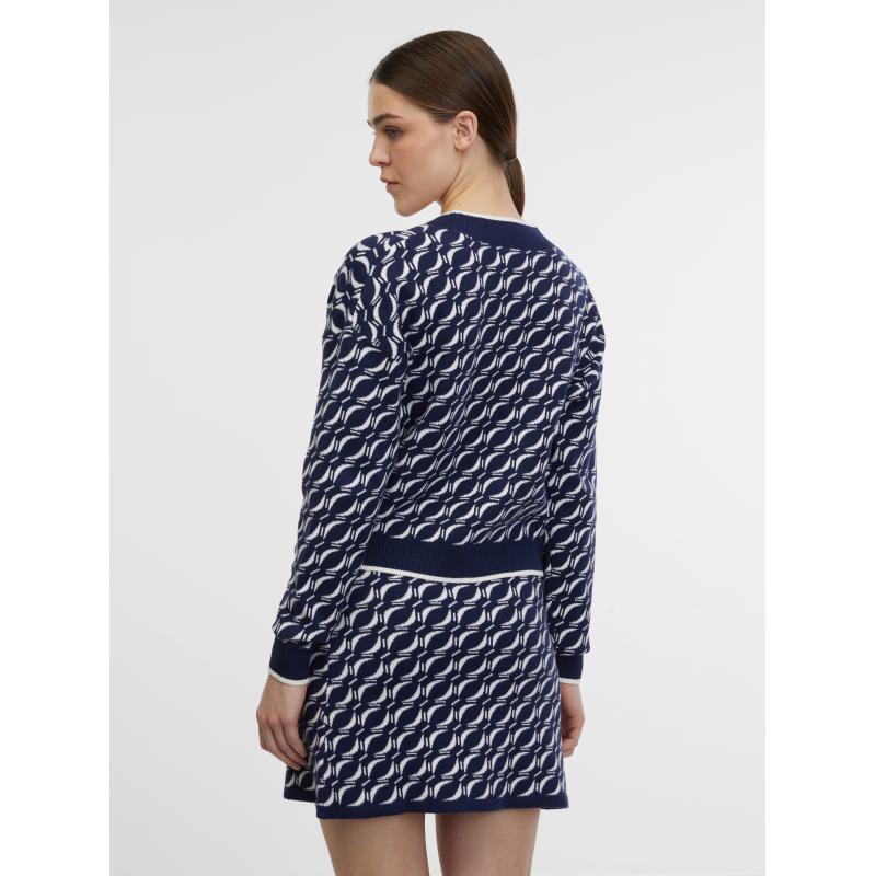 Tmavomodrý dámsky vzorovaný sveter