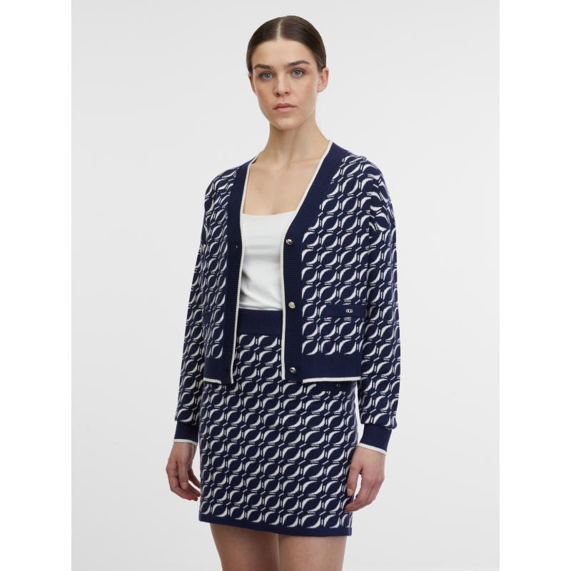 Tmavomodrý dámsky vzorovaný sveter