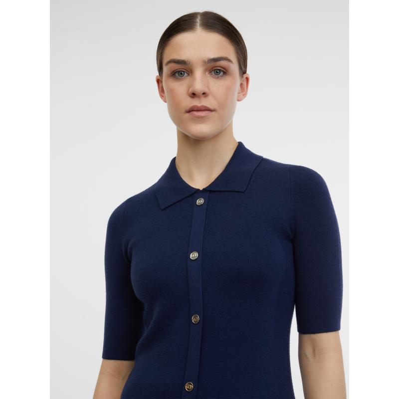 Tmavě modré dámské svetrové šaty