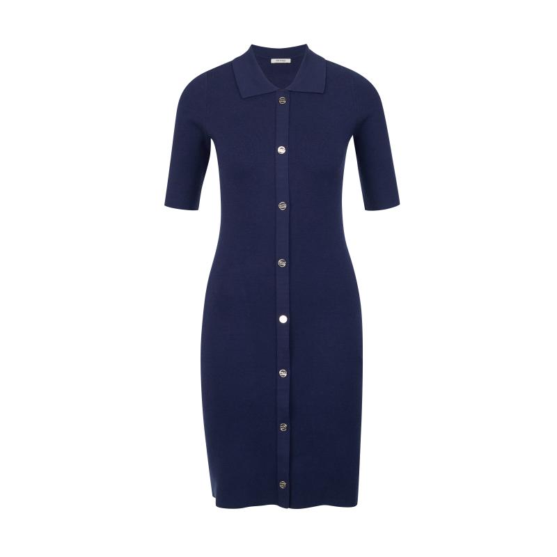 Tmavě modré dámské svetrové šaty