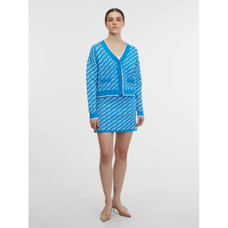 Modrý dámsky vzorovaný sveter