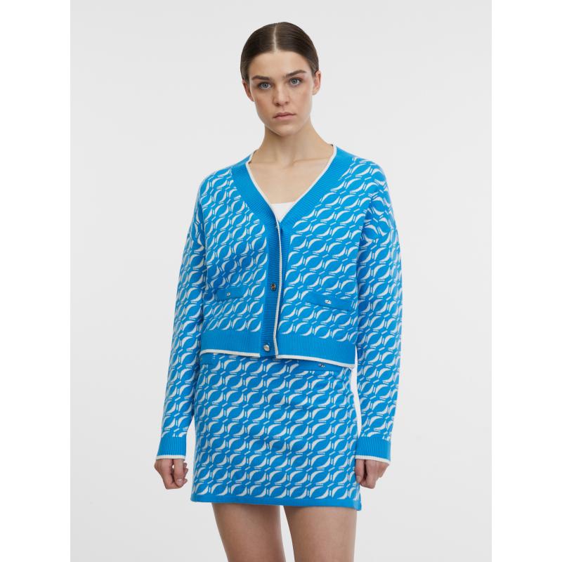 Modrý dámsky vzorovaný sveter