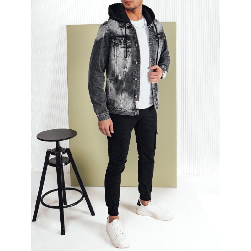 Pánská džínová bunda tmavě šedá