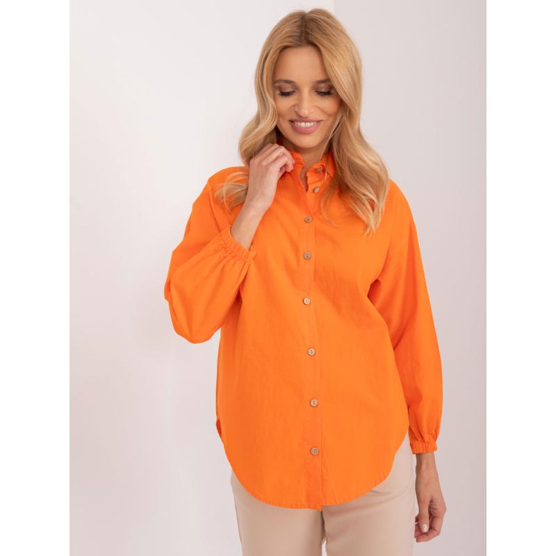 Dámska košeľa oversize s golierom oranžová