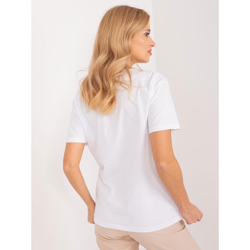 Női túlméretezett póló applikációkkal fehér