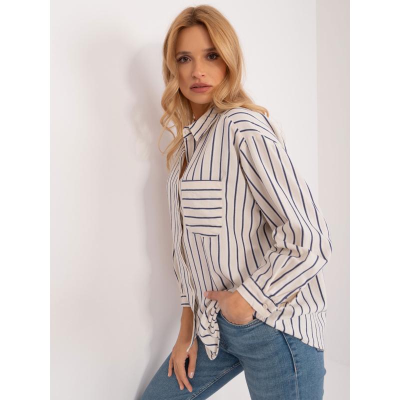 Dámský svetr s kapsami oversize krémově modrý 