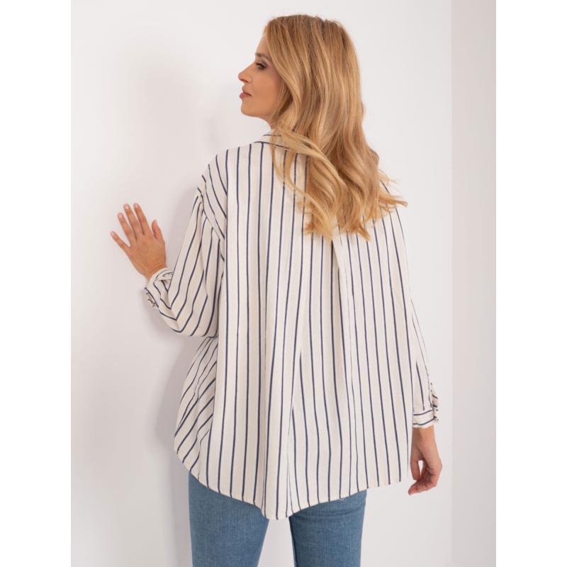 Dámský svetr s kapsami oversize krémově modrý 