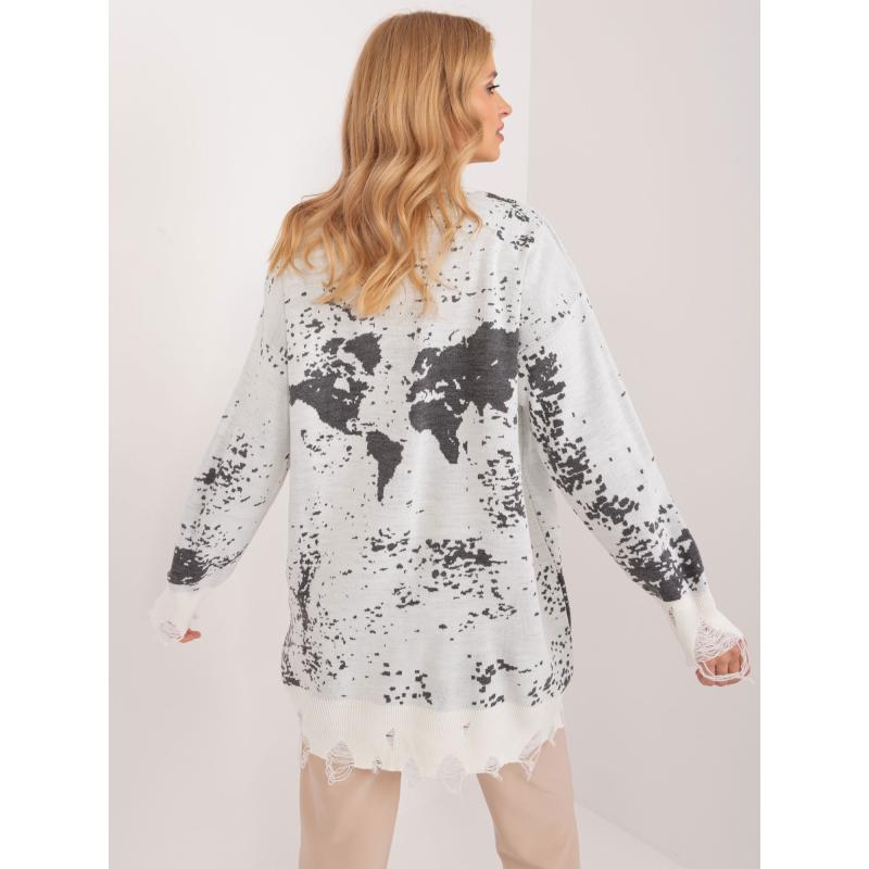 Dámský svetr s lemy dlouhý oversize KIM ecru  