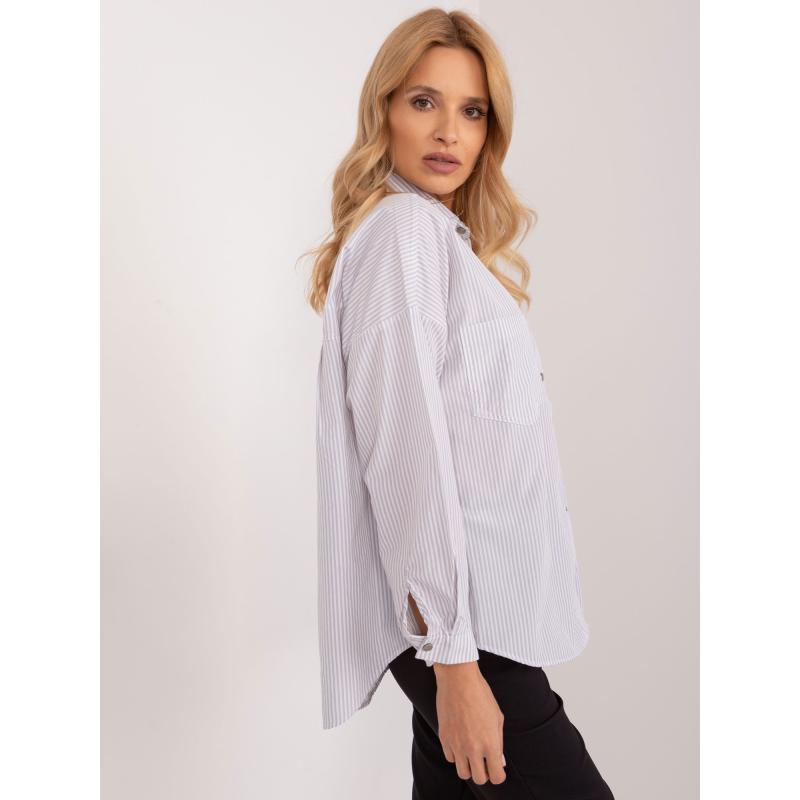 Dámská košile oversize se zapínáním na knoflíky světle šedobílá 