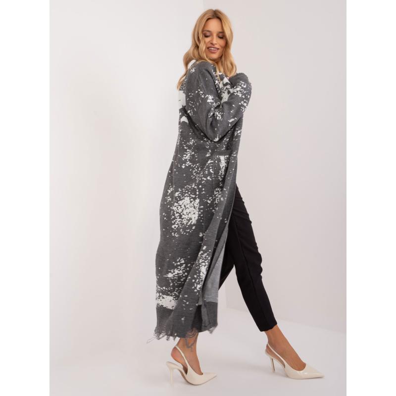 Női nyomtatott pulóver sötétszürke