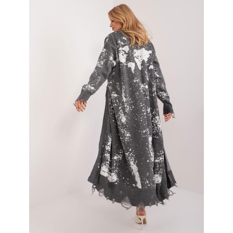 Női nyomtatott pulóver sötétszürke