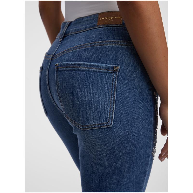 Modré dámske džínsy slim fit