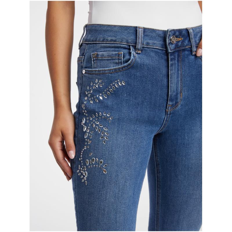 Modré dámske džínsy slim fit