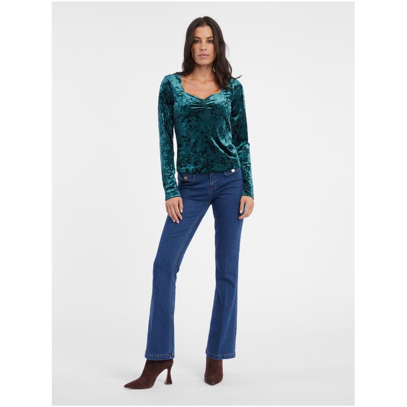 Dámsky zamatový top Petrol