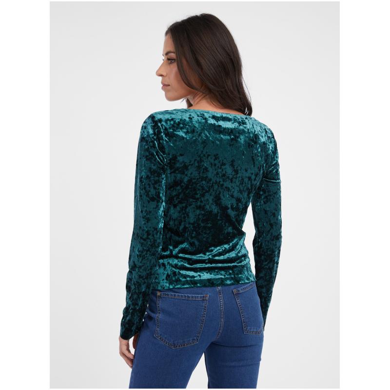 Dámsky zamatový top Petrol