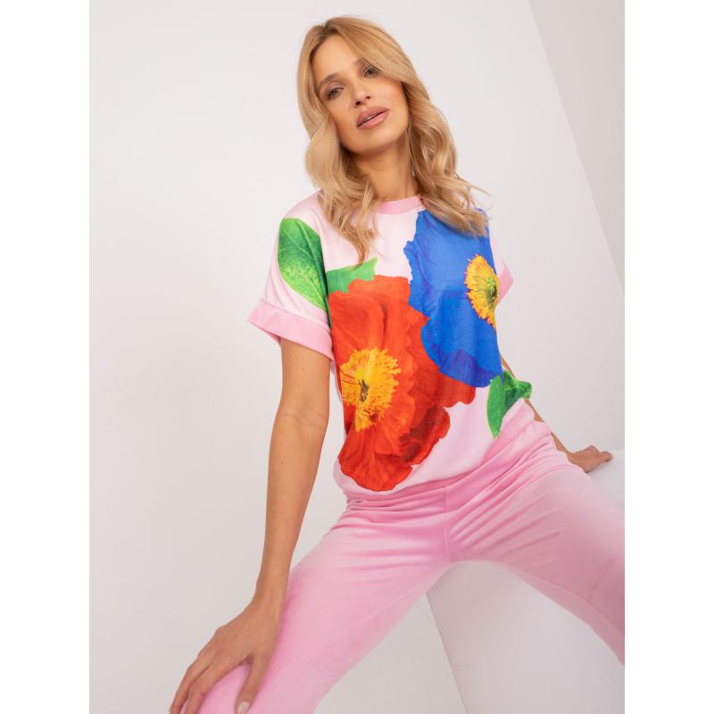 Dámská souprava s potiskem velurová RUE PARIS světle růžová 