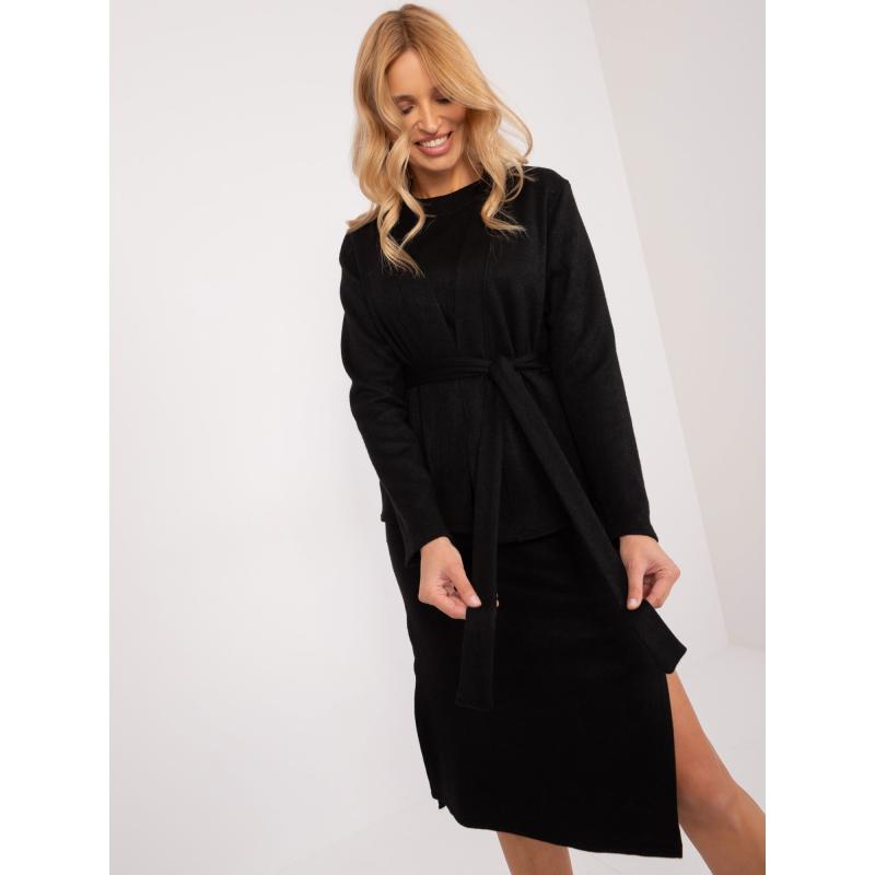 Dámský komplet s midi šaty černý 